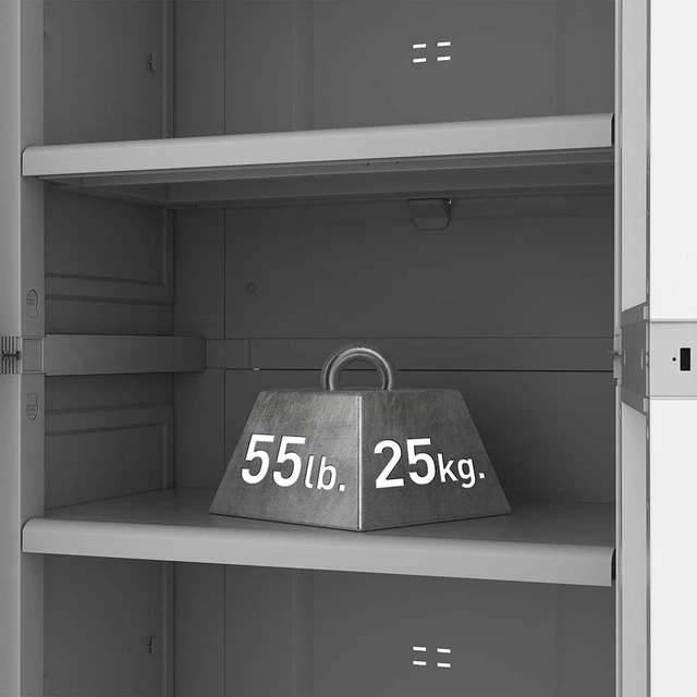 Alt view image 7 of 7 - Storage Cabinet with Doors and Shelves for Laundry Room, Garage, Bathroom Accessories, Closet and Home Organization, White & Grey