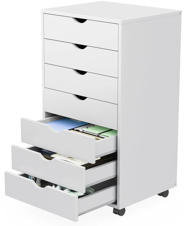 Main image of 7 Drawer Rolling Storage Cabinet with Wheels, Wood Organizer
Fits Under Desk Dresser Chest for Home Office, Bedroom, Small Place, Living Room White
