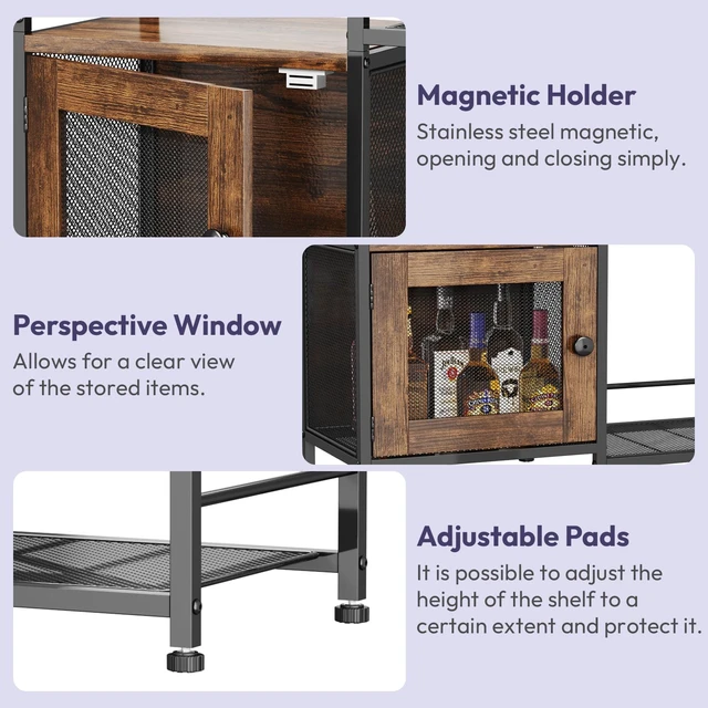 Alt view image 6 of 7 - Coffee Bar Cabinet for Home - Farmhouse Coffee Stand Station Multi-Purpose Buffet Sideboard Cabinet with Drawers - Kitchen Bar Table for Living Room, Corner, Small Space, Espresso