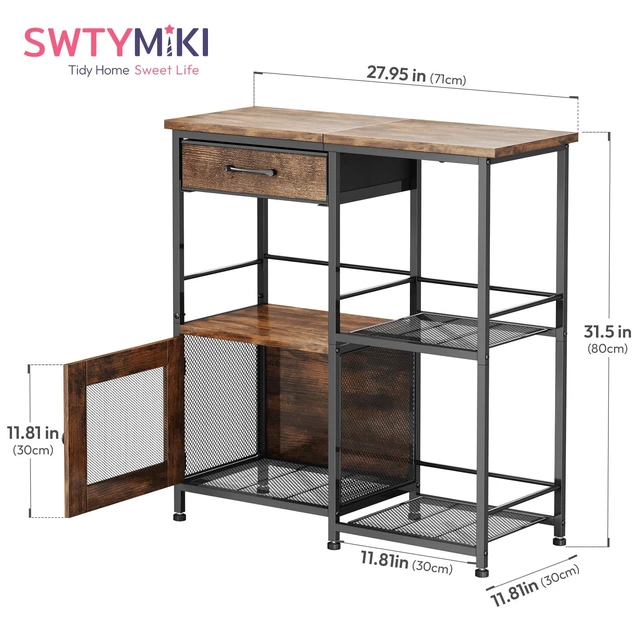 Alt view image 7 of 7 - Coffee Bar Cabinet for Home - Farmhouse Coffee Stand Station Multi-Purpose Buffet Sideboard Cabinet with Drawers - Kitchen Bar Table for Living Room, Corner, Small Space, Espresso