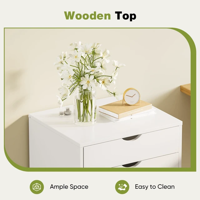 Alt view image 6 of 7 - 7 Drawer Rolling Storage Cabinet with Wheels, Wood Organizer
Fits Under Desk Dresser Chest for Home Office, Bedroom, Small Place, Living Room White