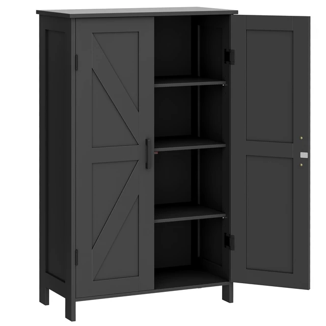 Alt view image 7 of 7 - 43.3" H Farmhouse Bathroom Storage Cabinet with Adjustable Shelves
Freestanding Storage Cabinet with Barn Doors for Bathroom, Kitchen, Living Room, Dining Room & Entryway, Black