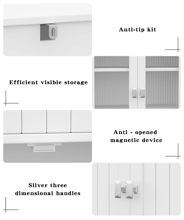 Alt view image 6 of 7 - 53.1" Tall Bathroom Cabinet 6 Doors Linen Floor Storage Cabinet
Bathroom Floor Cabinet with Adjustable Shelf, Pantry Cabinet for Living Room, Kitchen, Entryway, White