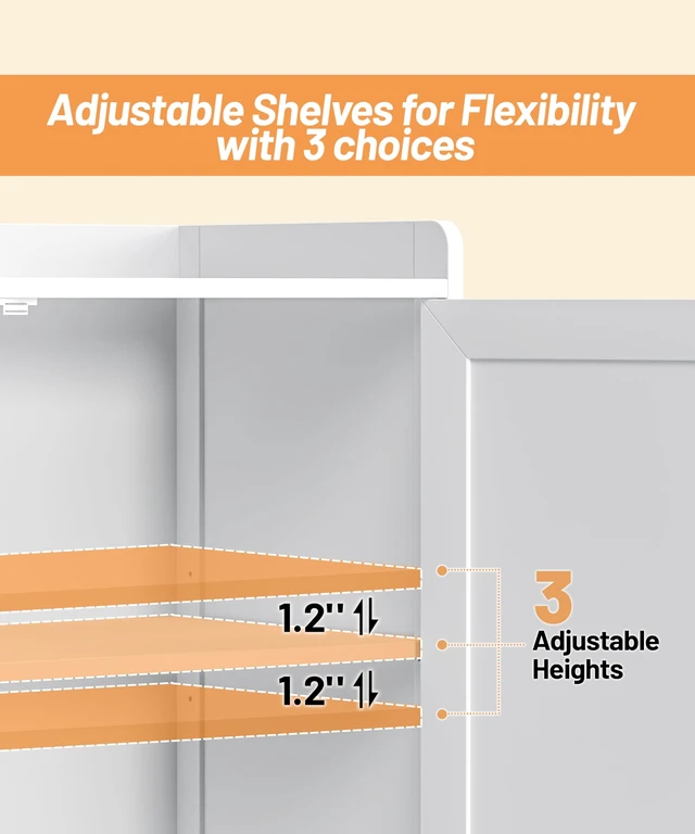 Alt view image 6 of 7 - 60.2''H Tall Bathroom Storage Cabinet with 6 Door, Pantry Cabinet
Farmhouse Floor Bathroom Cabinet, Linen Storage Cabinet with Adjustable Shelves, Kitchen Cabinet for Laundry Room, White