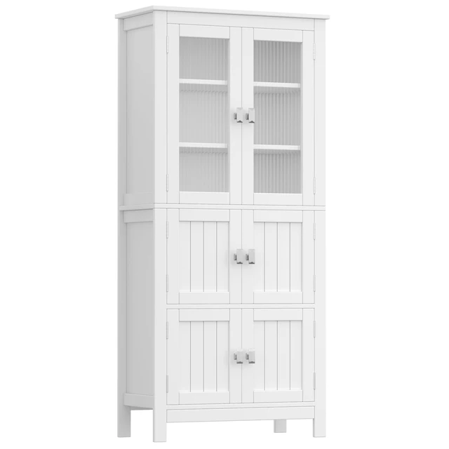 Alt view image 7 of 7 - 53.1" Tall Bathroom Cabinet 6 Doors Linen Floor Storage Cabinet
Bathroom Floor Cabinet with Adjustable Shelf, Pantry Cabinet for Living Room, Kitchen, Entryway, White