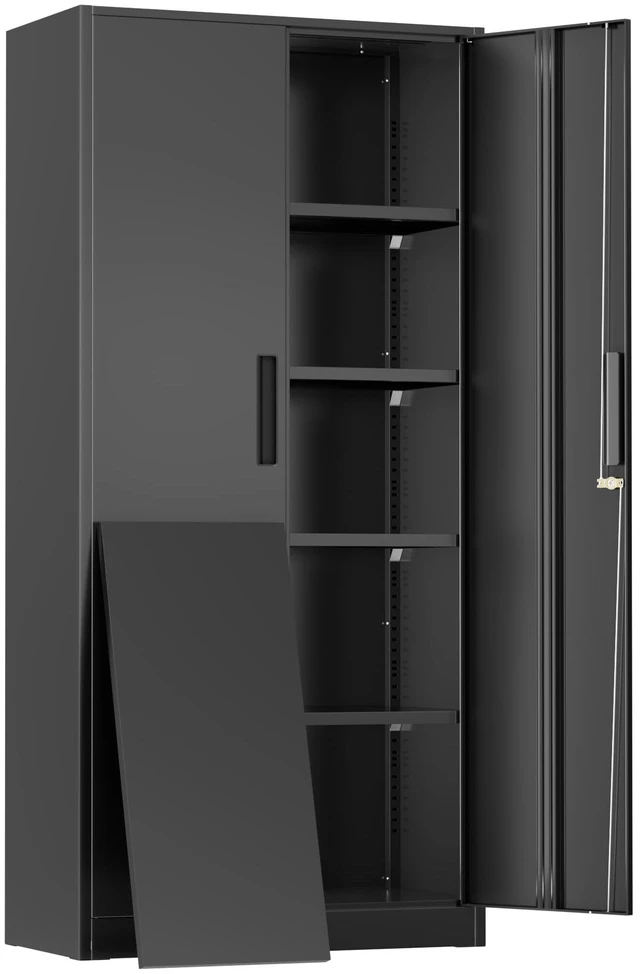 Main image of Metal Cabinet, 72" Black Locking Metal Storage Cabinet with 2 Doors and 4 Adjustable Shelves, Lockable Garage Storage Cabinets for Home Office, Garage, Kitchen, Living Room