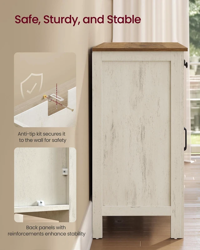 Alt view image 6 of 7 - Farmhouse Buffet Cabinet, Coffee Bar with 2 Drawers
White Sideboard, 55.1 x 15.7 x 31.5 in, Adjustable Shelves, Rustic White and Honey Brown, LIRY Collection, UBBK381W01V1