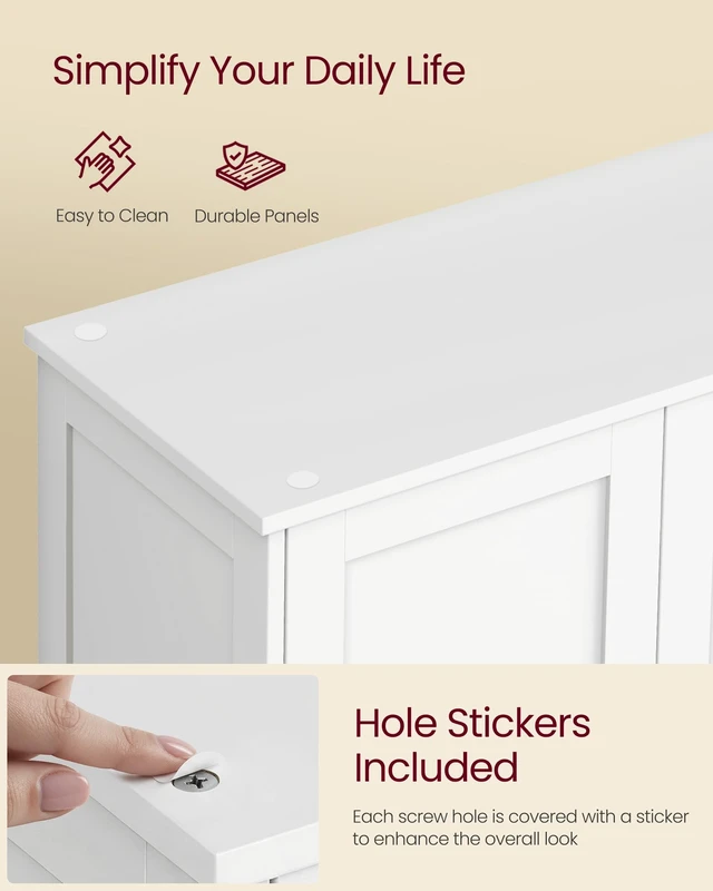 Alt view image 6 of 7 - Floor Storage Cabinet, 2 Adjustable Shelves, 4 Doors,42.7" H
Freestanding Organizer Unit, Kitchen, Bathroom, Living Room, Cloud White, SIREN Collection UBBC553WH01
