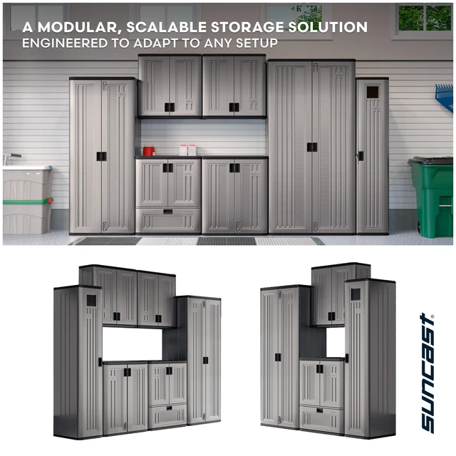Alt view image 7 of 7 - Tall Storage Cabinet for Garage Organization - 72" Freestanding Utility Closet with Shelving for Garden Supplies, Paint Cans & Outdoor Tools, Multi-Wall Resin Construction, Platinum