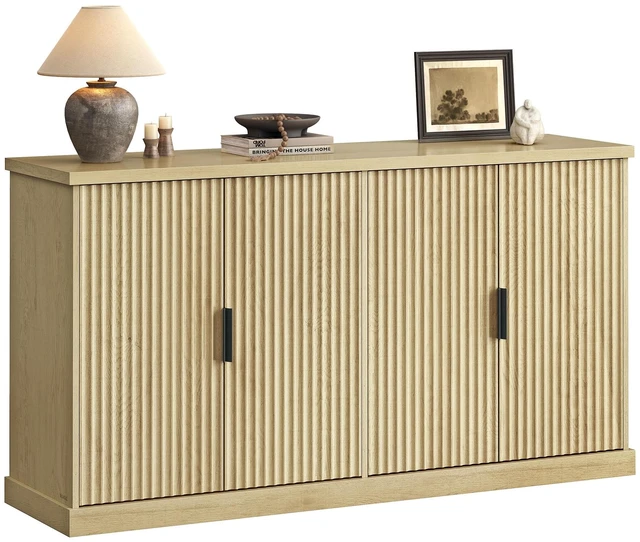 Main image of Contemporary Buffet Cabinet with Adjustable Shelves, Fluted Doors
Console Cabinet, Sideboard, Buffet Table, Kitchen Pantry, Oak Beige, MAXE Collection UBBK382Y01S