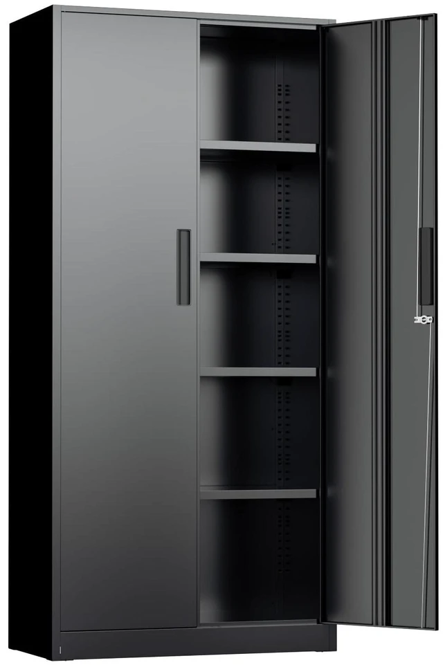 Main image of Black Metal Storage Cabinet, 72" Locking Steel Cabinets with 2 Door and 4 Adjustable Shelves, Tall Metal Cabinet for Home Office, Garage, Warehouse