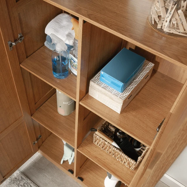 Alt view image 4 of 7 - Select Storage Cabinet, Pantry Cabinet Kitchen Storage with Adjustable Shelves, Bathroom Storage Cabinet, in Highland Oak