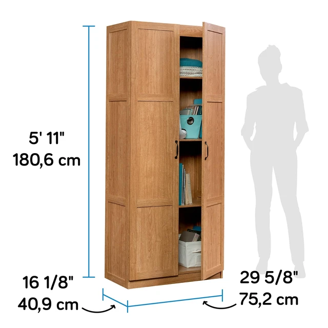 Alt view image 5 of 7 - Select Storage Cabinet, Pantry Cabinet Kitchen Storage with Adjustable Shelves, Bathroom Storage Cabinet, in Highland Oak