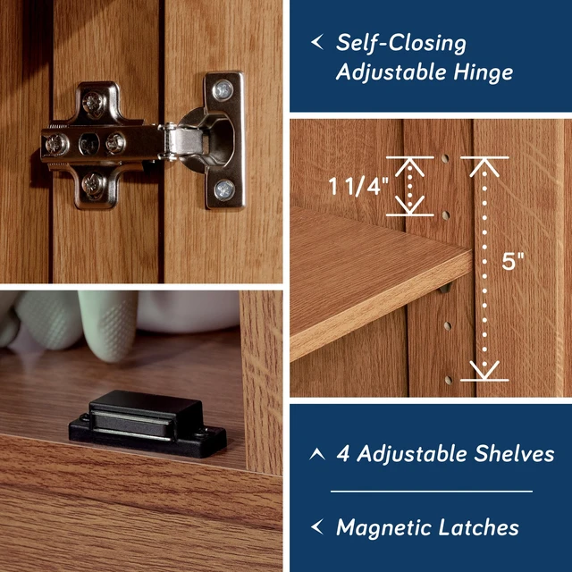 Alt view image 6 of 7 - Select Storage Cabinet, Pantry Cabinet Kitchen Storage with Adjustable Shelves, Bathroom Storage Cabinet, in Highland Oak