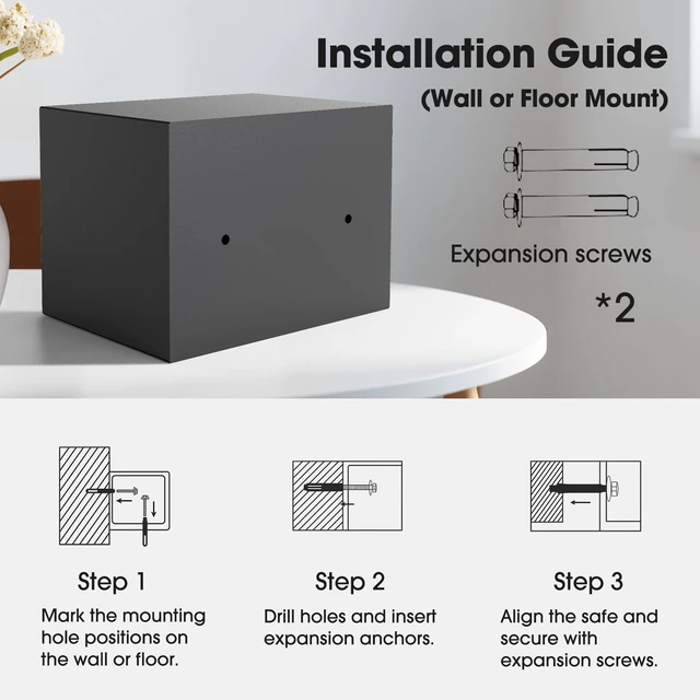 Alt view image 5 of 7 - Small Kids Safe, Digital Mini Safes, Money Safe Box, Black
Programmable Keypad, Alarm System, Spare Keys, Security Cabinet Safe for Cash, Personal Items, Dorm, Home