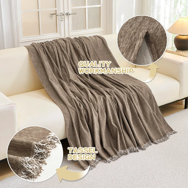 Alt view image 4 of 7 - Couch Cover for Dogs, Washable Couch Covers, Non Slip Couch Sofa Cover, Couch Cover 2 Cushion Sofa Dogs Furniture Protector with Tassels Chenille Sofa Covers for Pets, 71"x118", Sand