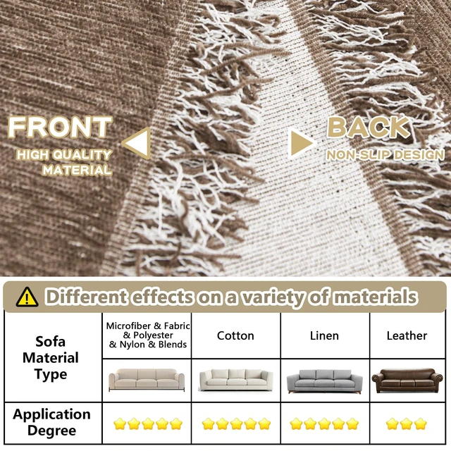 Alt view image 7 of 7 - Couch Cover for Dogs, Washable Couch Covers, Non Slip Couch Sofa Cover, Couch Cover 2 Cushion Sofa Dogs Furniture Protector with Tassels Chenille Sofa Covers for Pets, 71"x118", Sand
