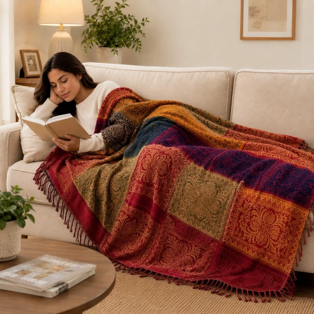 Alt view image 2 of 7 - Boho Sofa Cover, Throw Blankets for Couch (L,86 * 102inch)