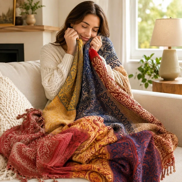Alt view image 3 of 7 - Boho Sofa Cover, Throw Blankets for Couch (L,86 * 102inch)