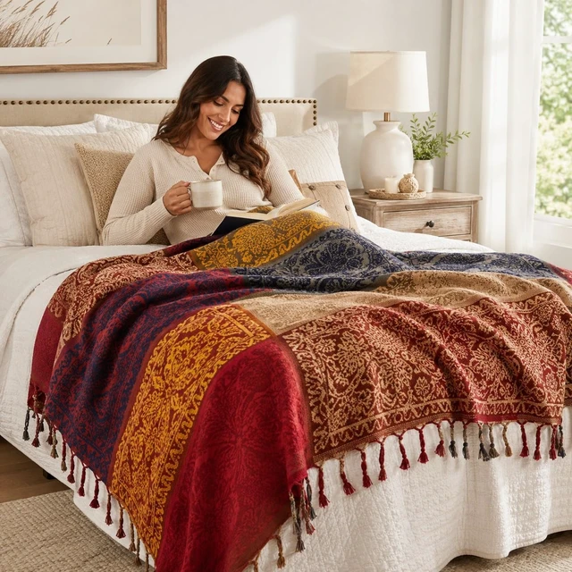 Alt view image 7 of 7 - Boho Sofa Cover, Throw Blankets for Couch (L,86 * 102inch)