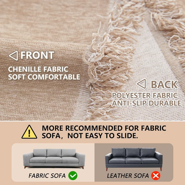 Alt view image 3 of 7 - Sofa Cover Couch Covers for 2 Cushion Couch Sofa, Washable Couch Cover Blanket with Tassel for Living Room Sectional Sofa Slipcovers for Dogs Large Couch Protector, 71" x 118", Khaki