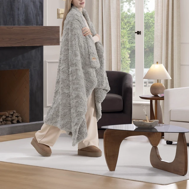 Alt view image 2 of 7 - Adalee Throw Blanket for Sofa, Faux Fur Blanket, 50" x 70", Seal Grey