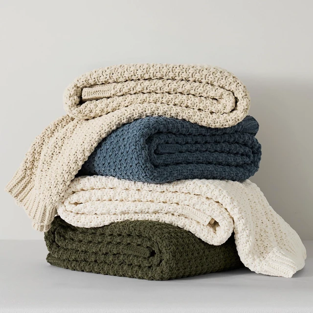 Alt view image 5 of 7 - Chunky Chenille Knit Throw Blanket, 50 x 60, Olive Green
Sculpted Moss Stitch, Chic Modern Farmhouse, All-Season Warmth, OEKO-TEX® Certified, Elegant Blanket for Couch, Bed, Sofa