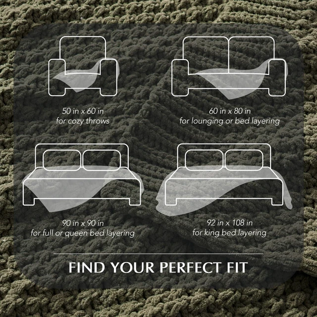 Alt view image 6 of 7 - Chunky Chenille Knit Throw Blanket, 50 x 60, Olive Green
Sculpted Moss Stitch, Chic Modern Farmhouse, All-Season Warmth, OEKO-TEX® Certified, Elegant Blanket for Couch, Bed, Sofa