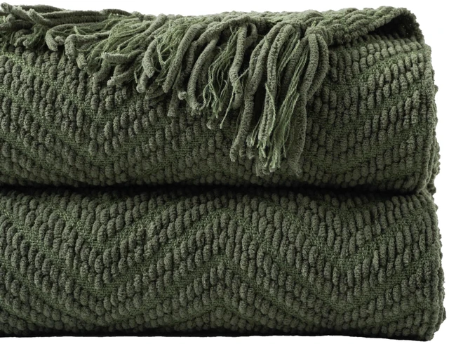 Main image of Olive Green Throw Blankets for Couch, 60"x80"
Knitted Dark Green Throw Blanket for Bed, Super Soft Warm Large Throws for Home Decor