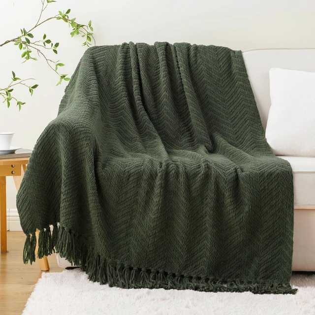 Alt view image 2 of 7 - Olive Green Throw Blankets for Couch, 60"x80"
Knitted Dark Green Throw Blanket for Bed, Super Soft Warm Large Throws for Home Decor