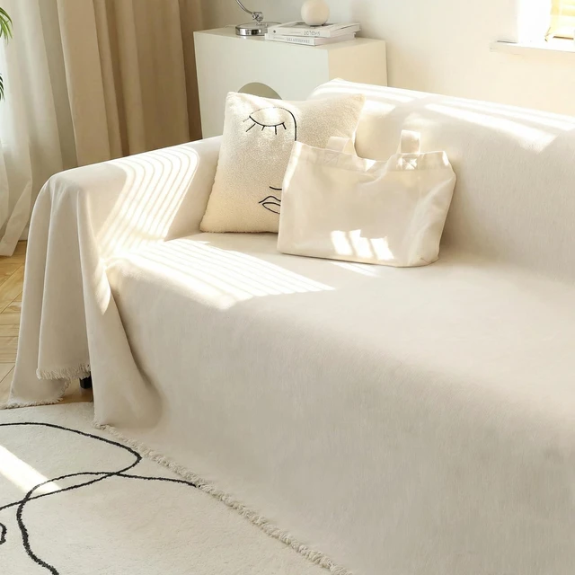 Main image of Couch Cover Sofa Covers Couch Covers for 3 Cushion Couch Sofa Pet Friendly, L Shaped Sectional Sofa Covers Washable Simply Put Sofa Throw Cover for Dogs, 91" x 134", Beige
