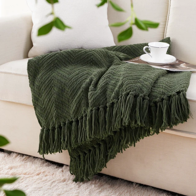 Alt view image 3 of 7 - Olive Green Throw Blankets for Couch, 60"x80"
Knitted Dark Green Throw Blanket for Bed, Super Soft Warm Large Throws for Home Decor