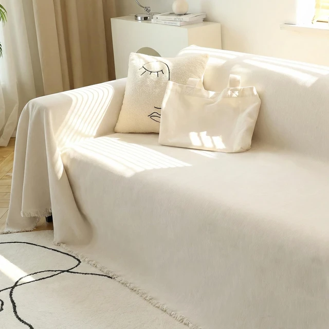 Alt view image 2 of 6 - Couch Cover Sofa Covers Couch Covers for 3 Cushion Couch Sofa Pet Friendly, L Shaped Sectional Sofa Covers Washable Simply Put Sofa Throw Cover for Dogs, 91" x 134", Beige