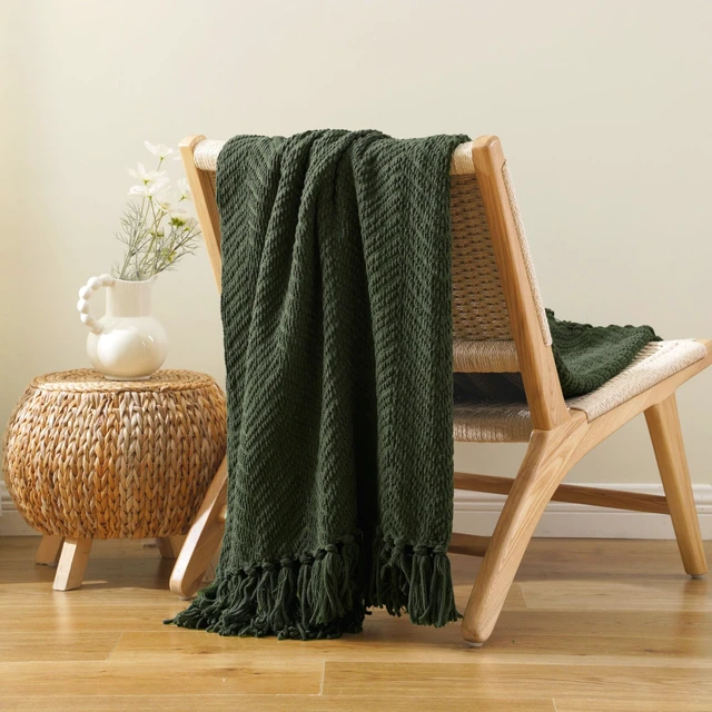 Alt view image 4 of 7 - Olive Green Throw Blankets for Couch, 60"x80"
Knitted Dark Green Throw Blanket for Bed, Super Soft Warm Large Throws for Home Decor