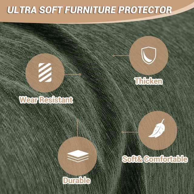 Alt view image 4 of 7 - Couch Cover for Sectional Sofa, 2 Pieces Couch Covers for L Shaped Couch, Washable Furniture Protector for Pets, Kids, Sofa Slipcover for 2-3 Cushion Couch (71"x118"+71"x118", Moss Green)