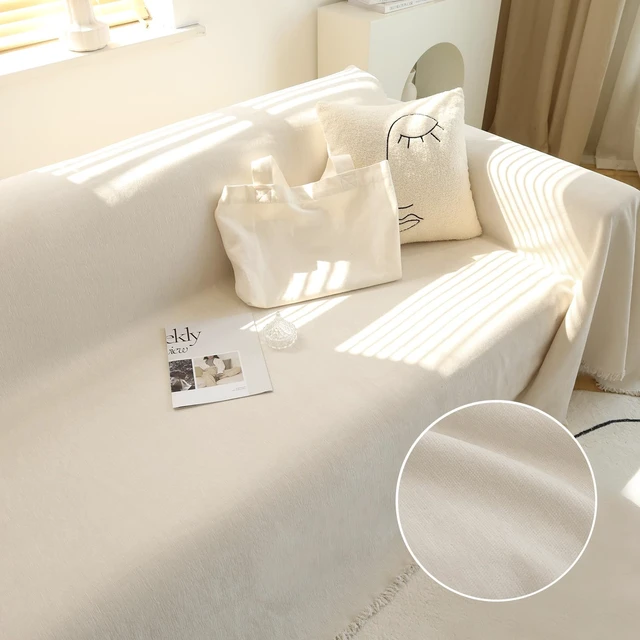 Alt view image 5 of 6 - Couch Cover Sofa Covers Couch Covers for 3 Cushion Couch Sofa Pet Friendly, L Shaped Sectional Sofa Covers Washable Simply Put Sofa Throw Cover for Dogs, 91" x 134", Beige