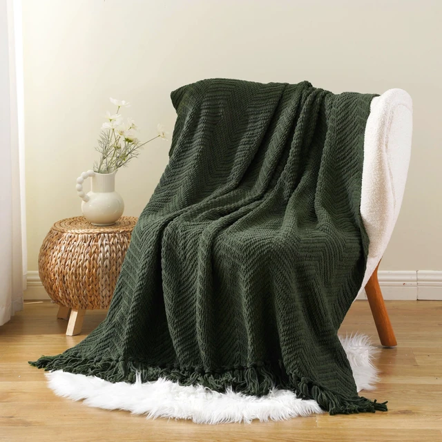 Alt view image 5 of 7 - Olive Green Throw Blankets for Couch, 60"x80"
Knitted Dark Green Throw Blanket for Bed, Super Soft Warm Large Throws for Home Decor