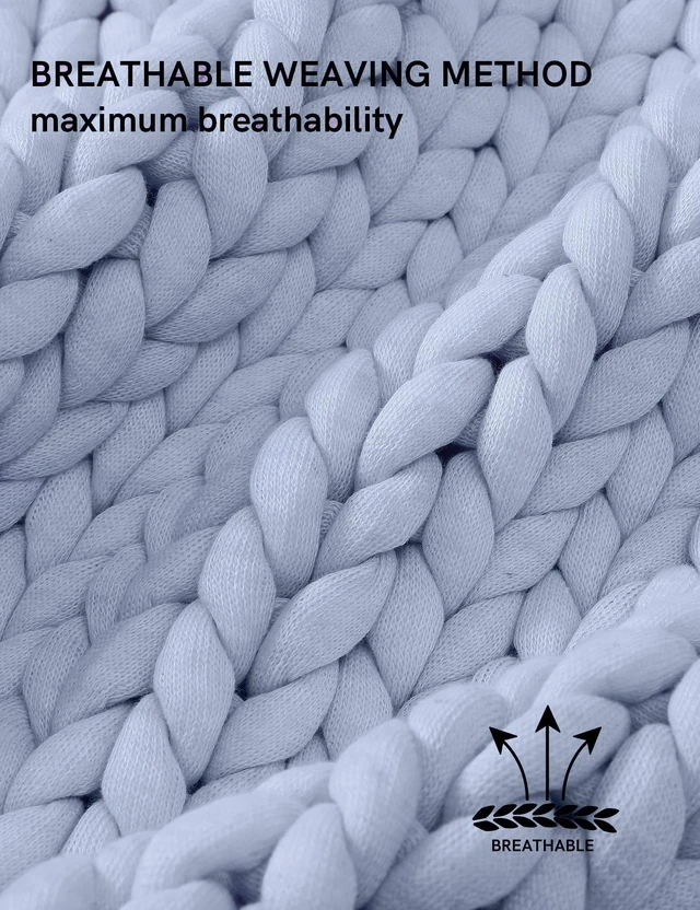 Alt view image 4 of 7 - Chunky Throw Blanket, Medium-Weight, Hand Knitted, Skin Friendly, Ventilated and Breathable, Machine Washable, Home Décor Piece for Couch, Sofa and Bed (Atlantis Blue, 40x50 Inch)