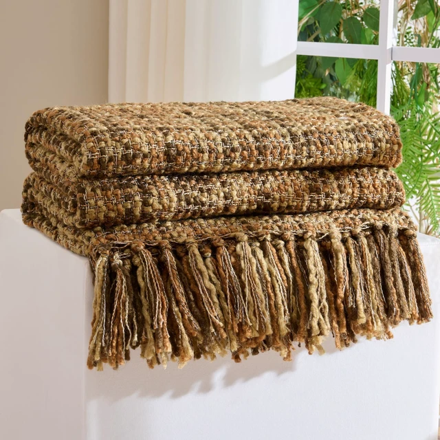 Main image of Multi-Color Cable Woven Throw Blanket for Couch - 60"X80"
Multicolored Boho Style,Super Soft Warm Cozy Chunky Blankets with Decorative Tassels for Bed and Sofa,Brown