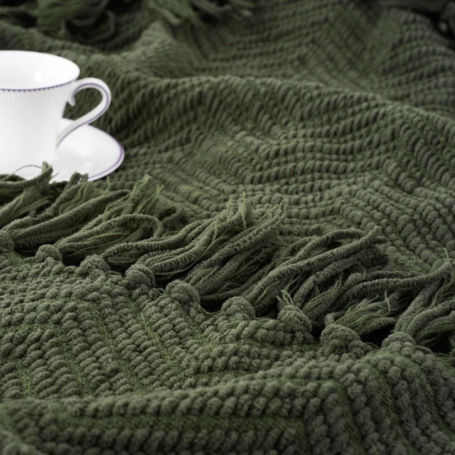 Alt view image 7 of 7 - Olive Green Throw Blankets for Couch, 60"x80"
Knitted Dark Green Throw Blanket for Bed, Super Soft Warm Large Throws for Home Decor
