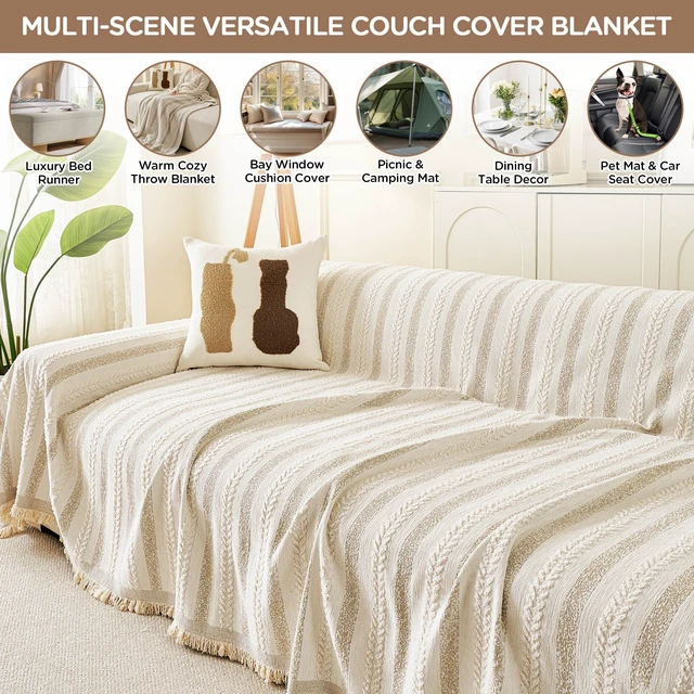 Alt view image 5 of 7 - Couch Cover for Sofa, Boho Sofa Covers Washable 3 Cushion for Dogs