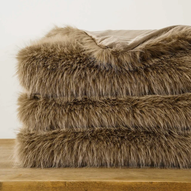 Alt view image 5 of 7 - Tan Faux Fur Throw Blanket, Soft Khaki Throw Blankets, 50"x60"