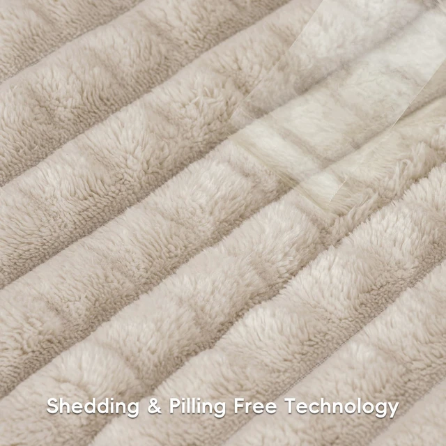 Alt view image 7 of 7 - Luxury Soft Fleece Blanket King Size for Bed No-Shed Taupe 108"x90"