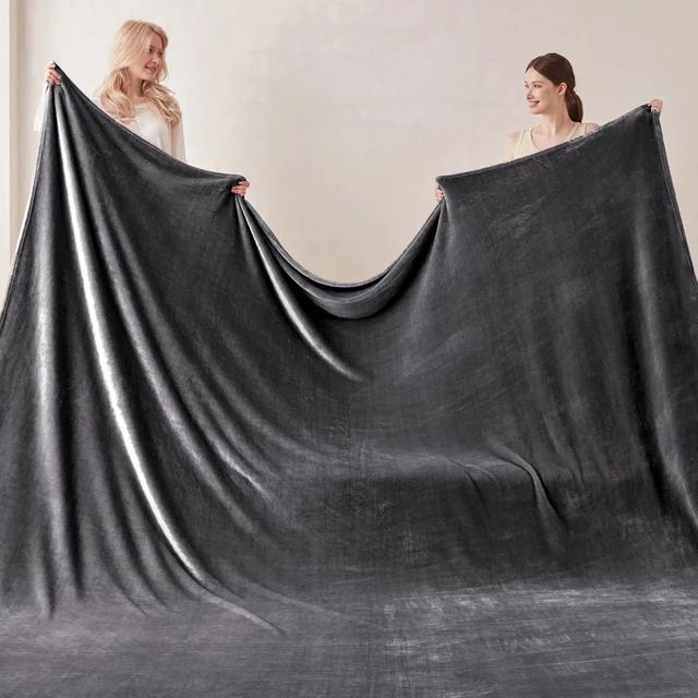 Alt view image 3 of 6 - Oversized King Fleece Blanket 120x138 inches, Soft Cozy Warm Giant Extra Large 10'x11.5' Blanket for Bed, Sofa, Couch,Travel, Camping, California Huge Flannel Big Throw Blanket, Dark Grey