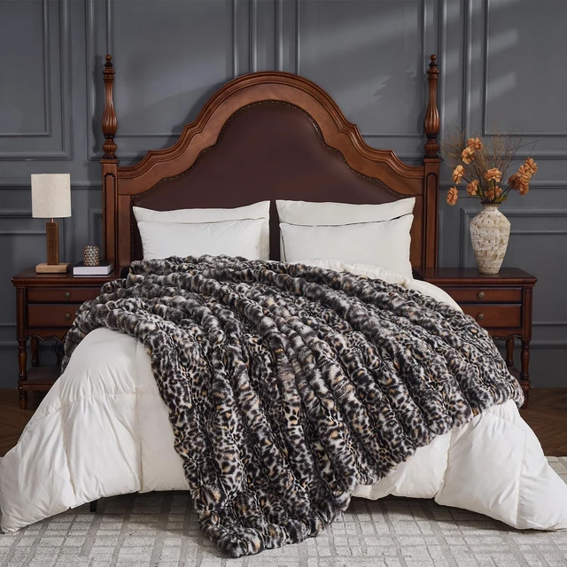 Alt view image 3 of 7 - Faux Fur Bubble Blankets Grey Leopard Bed Blanket 63''x79''
Cozy Fluffy Cheetah Blanket for Couch Sofa Winter Furry Plush Throw Blanket for Home Living Room