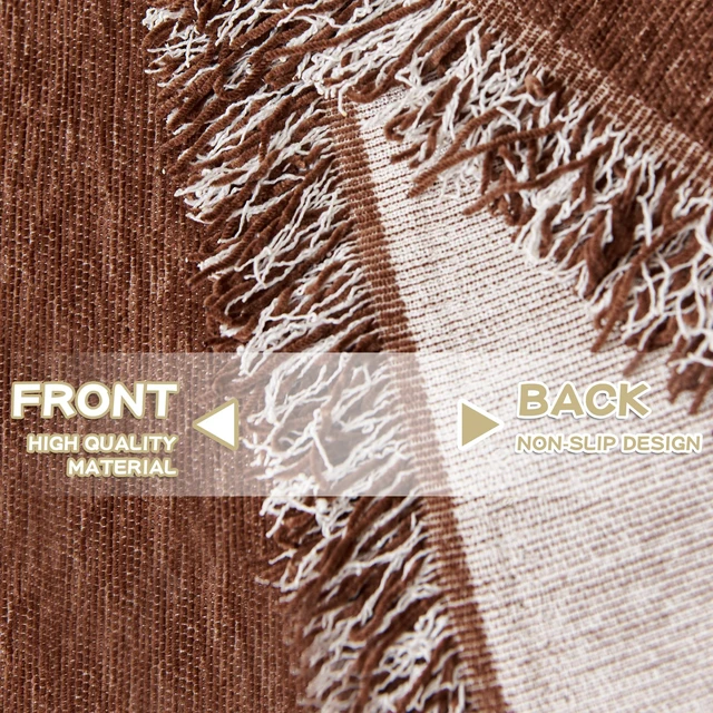 Alt view image 6 of 7 - Sofa Covers for 2 Cushion Dogs - Boho Textured Soft Washable Decorative Couch Covers with Tassels, 71"x118", Chocolate