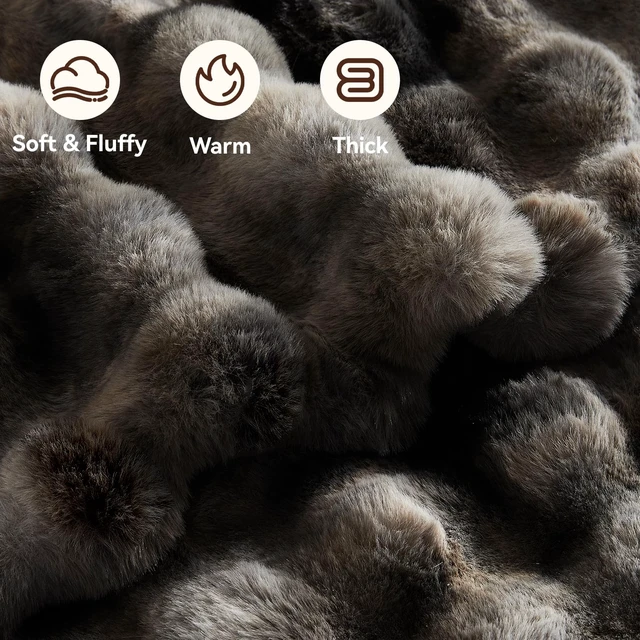 Alt view image 2 of 7 - Faux Fur Throw Blanket, 1000GSM Fluffy Soft Bubble Blanket 50''*60''
Cozy Plush Warm and Thick Blanket for Couch Bed, Fuzzy Rabbit Luxury Throw for Living Room Bedroom Tie-dye Grey