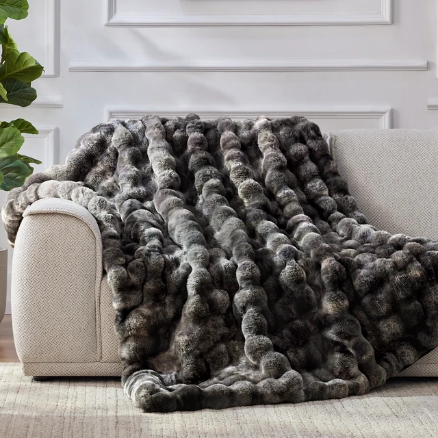 Alt view image 3 of 7 - Faux Fur Throw Blanket, 1000GSM Fluffy Soft Bubble Blanket 50''*60''
Cozy Plush Warm and Thick Blanket for Couch Bed, Fuzzy Rabbit Luxury Throw for Living Room Bedroom Tie-dye Grey