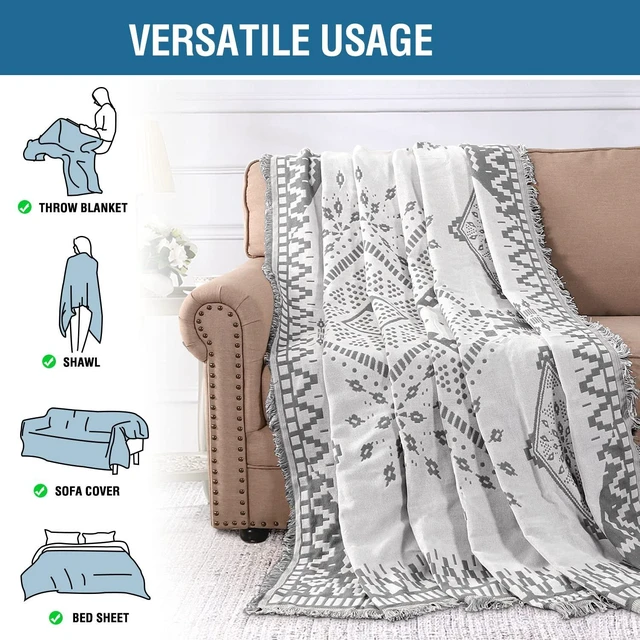 Alt view image 7 of 7 - Reversible Sofa Cover Couch Cover for Dog Sofa Slipcover for Most Shape Sofa Furniture Protector with Tassels Sectional Couch Cover (XX-Large: 91" x 134", Dark Grey/White)