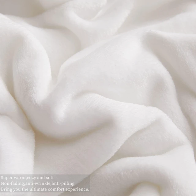 Alt view image 3 of 6 - Fleece Blanket Throw Size White Lightweight Super Soft Cozy Luxury Bed Blanket Microfiber (Pack of 5)